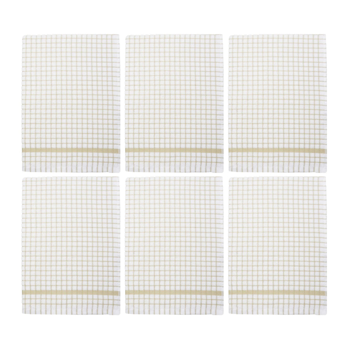 Poli-Dri Cotton Tea Towel Kitchen Linens 6-Pack White/Beige by Samuel Lamont