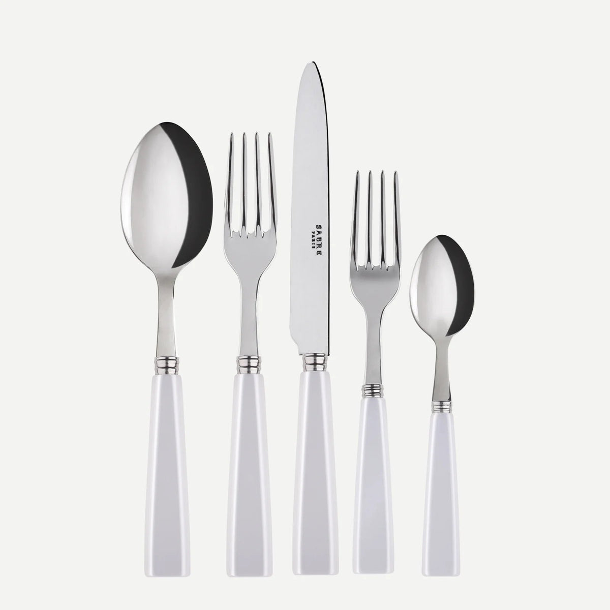 Sabre Natura Icone Flatware Set 5 Piece Place Setting | Service for 4 | White