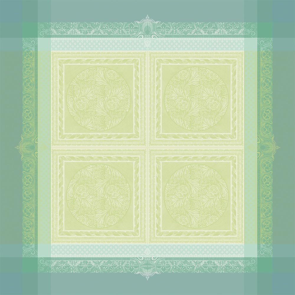 Garnier-Thiébaut Isabelle Jacquard Stain-Resistant Tablecloth | Pistachio Green
