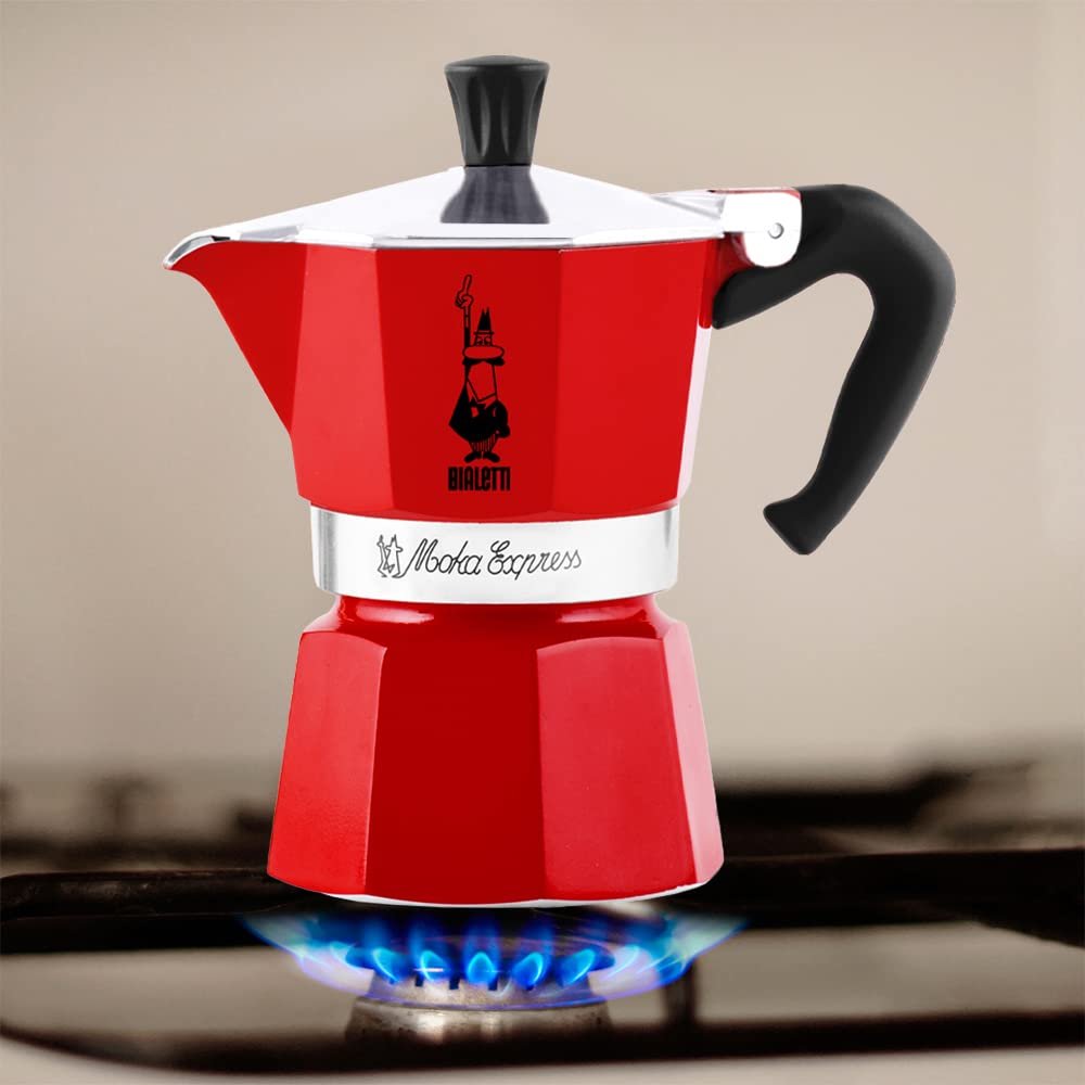 Bialetti Moka Express For Espresso Maker | Red (6 Cups)