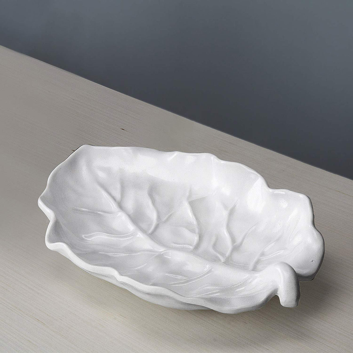 VIDA Lettuce Medium White Leaf Platter