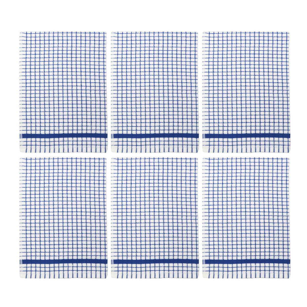 Poli-Dri Cotton Tea Towel Kitchen Linens Blue 6-Pack White/Blue by Samuel lamont
