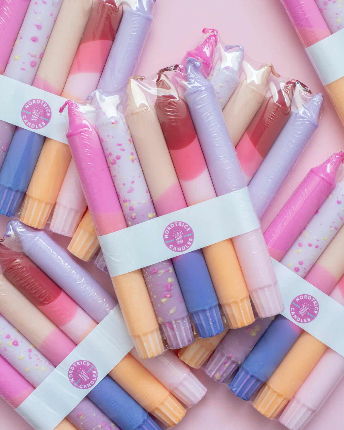 Nordtrice Pastel Sunset Taper Candles - 5 Pack | Handmade Natural Wax