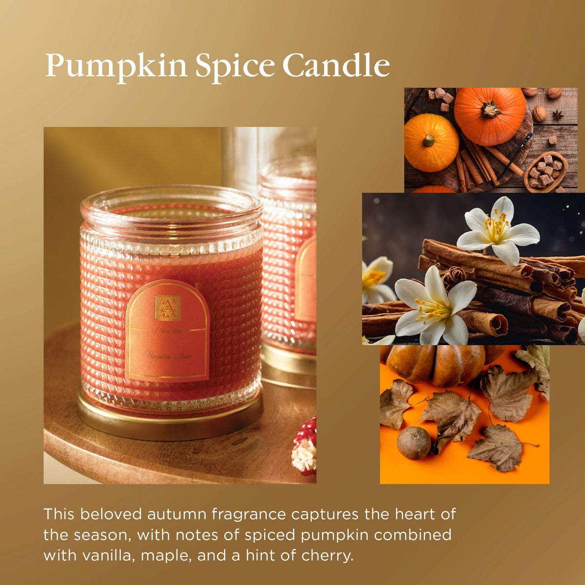 Aromatique Pumpkin Spice Textured Glass Candle with Lid – Fall Scented Candle with Spiced Pumpkin, Vanilla & Maple – Hand Poured, Long Burn – Cruelty-Free, USA Made – 6 oz