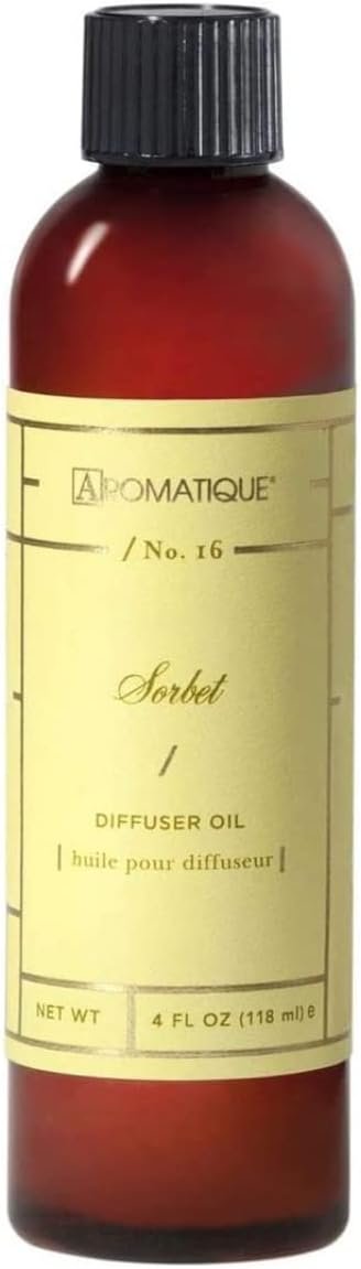 Aromatique Sorbet Fragrance Diffuser Oil Refill - Aromatherapy, Scented Air Freshener Deodorizer Oil, Scented Refill for Home, Kitchen, Living Room Home Decor Lemon, Grapefruit, Lime, Musk Notes 4oz