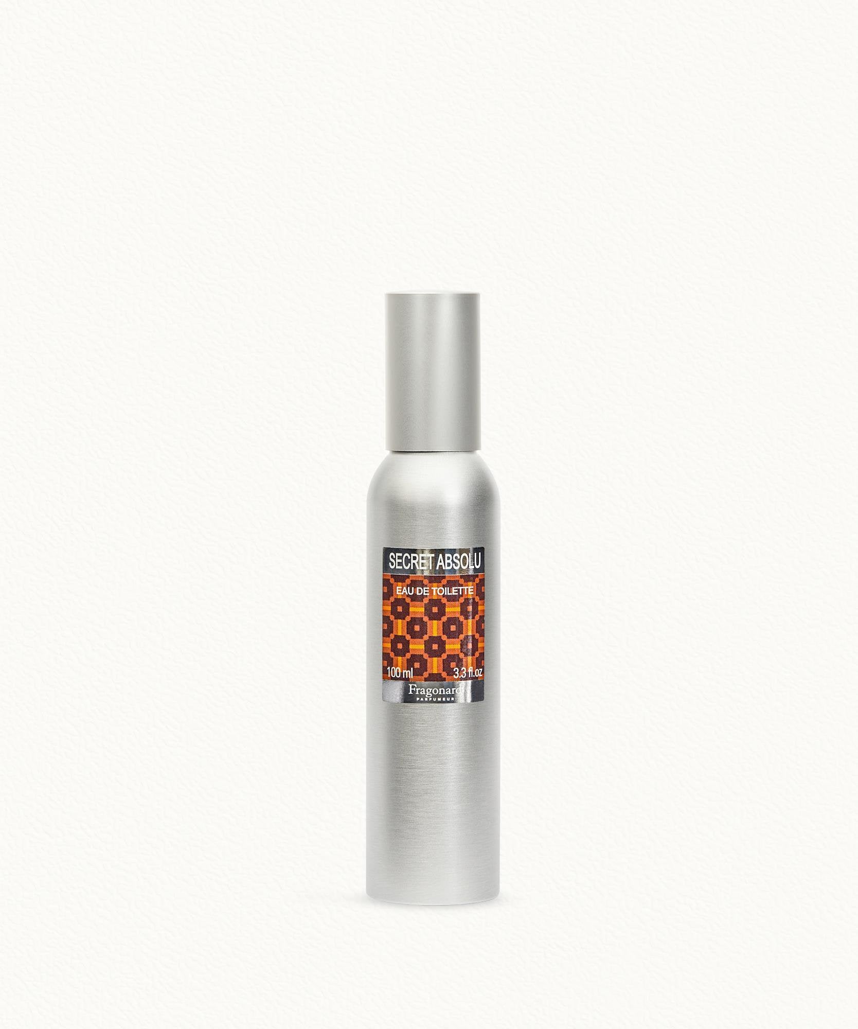 Fragonard Secret Absolu 100ml EDT aluminium bottle close-up Grasse France