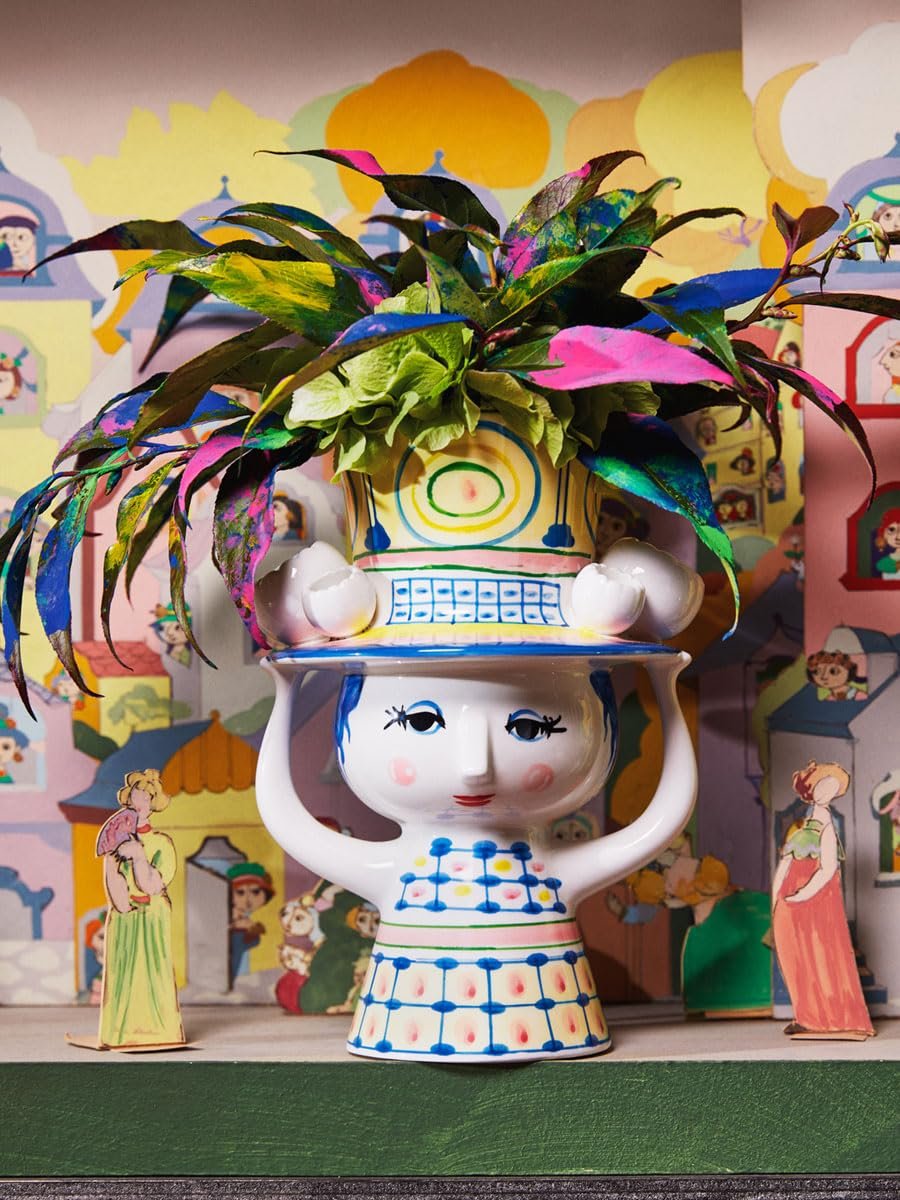 Bjørn Wiinblad Lady With Hat Vase Green Ceramic