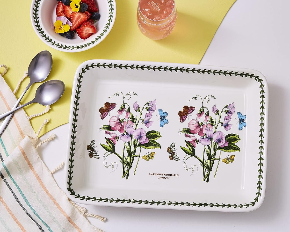 Botanic Garden Lasagna Baking Dish with Sweet Pea Motif | 15" x 11"