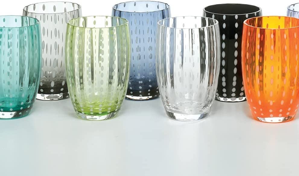 Zafferano Perle Glass Tumbler Blue/Grey 11oz (Set of 2)