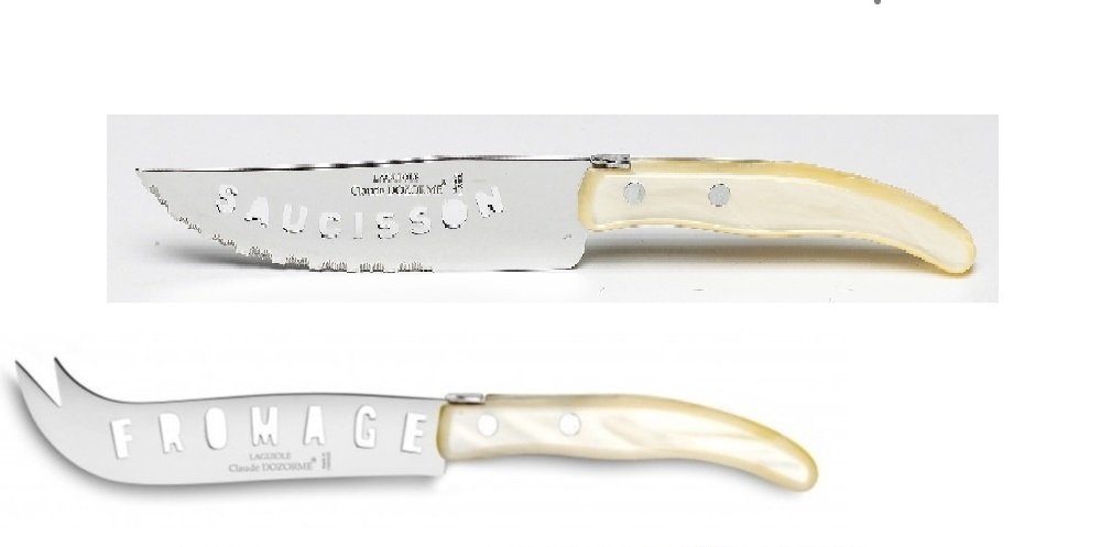 Claude Dozorme Knives Cheese and Sausage Knives Berlingot Pearl Handle