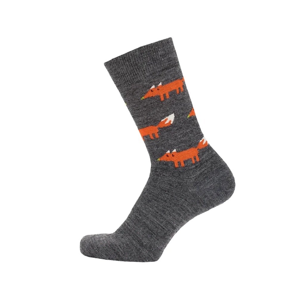 Bengt & Lotta Merino Wool Grey Socks | Fox small