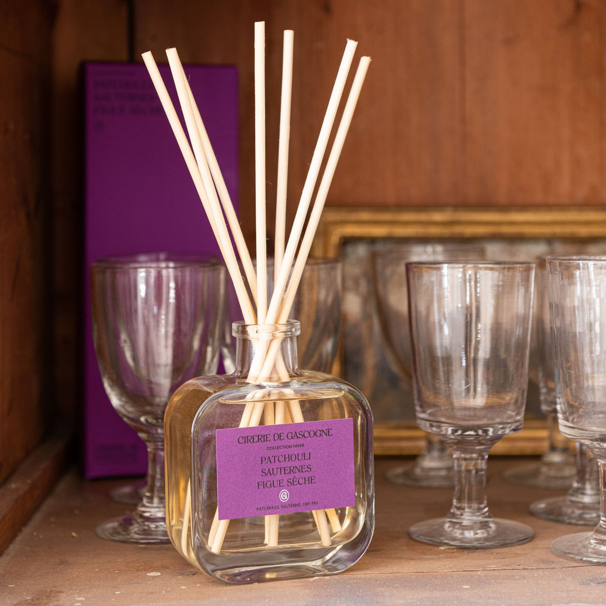 Cirerie de Gascogne Reed Diffuser, Patchouli, Sauternes and Dry Fig - Long Lasting Fragrance 200ml