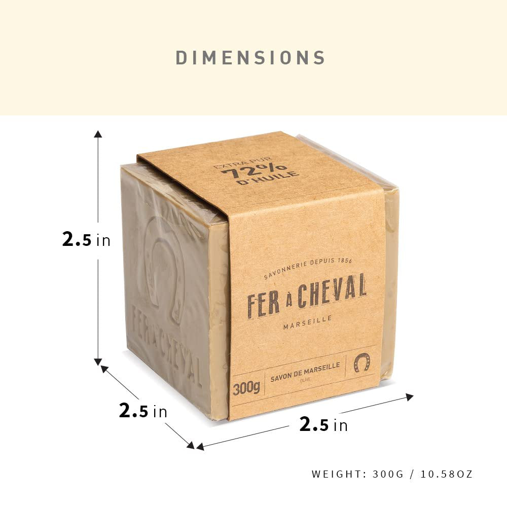 Fer à Cheval Pure Olive Savon de Marseille Cube Soap | 300g