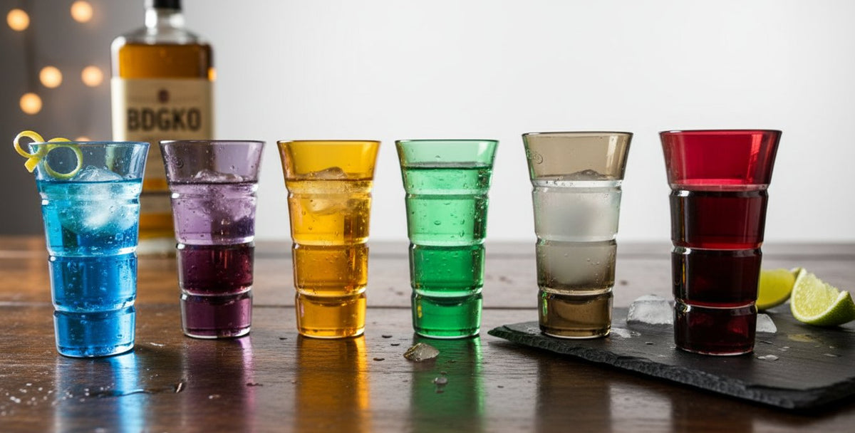 Mixed Color Shot Glass Set | Mouth-Blown Barware | Set of 6