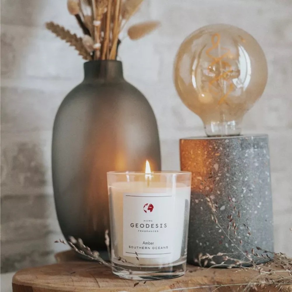 Geodesis Scented Candle 180gm Ambergris Fragrance  (Amber)