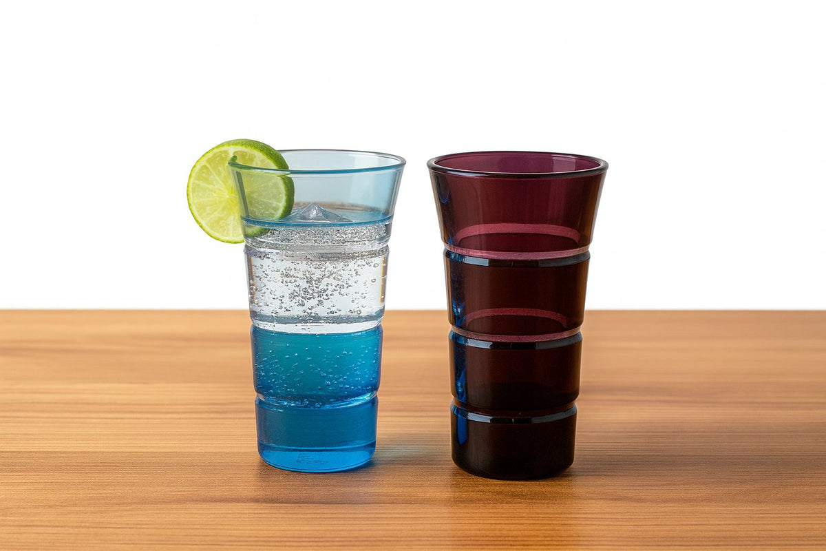 Turquoise & Amethyst Shot Glass Set – 6 pcs Mouth-Blown Glass Barware