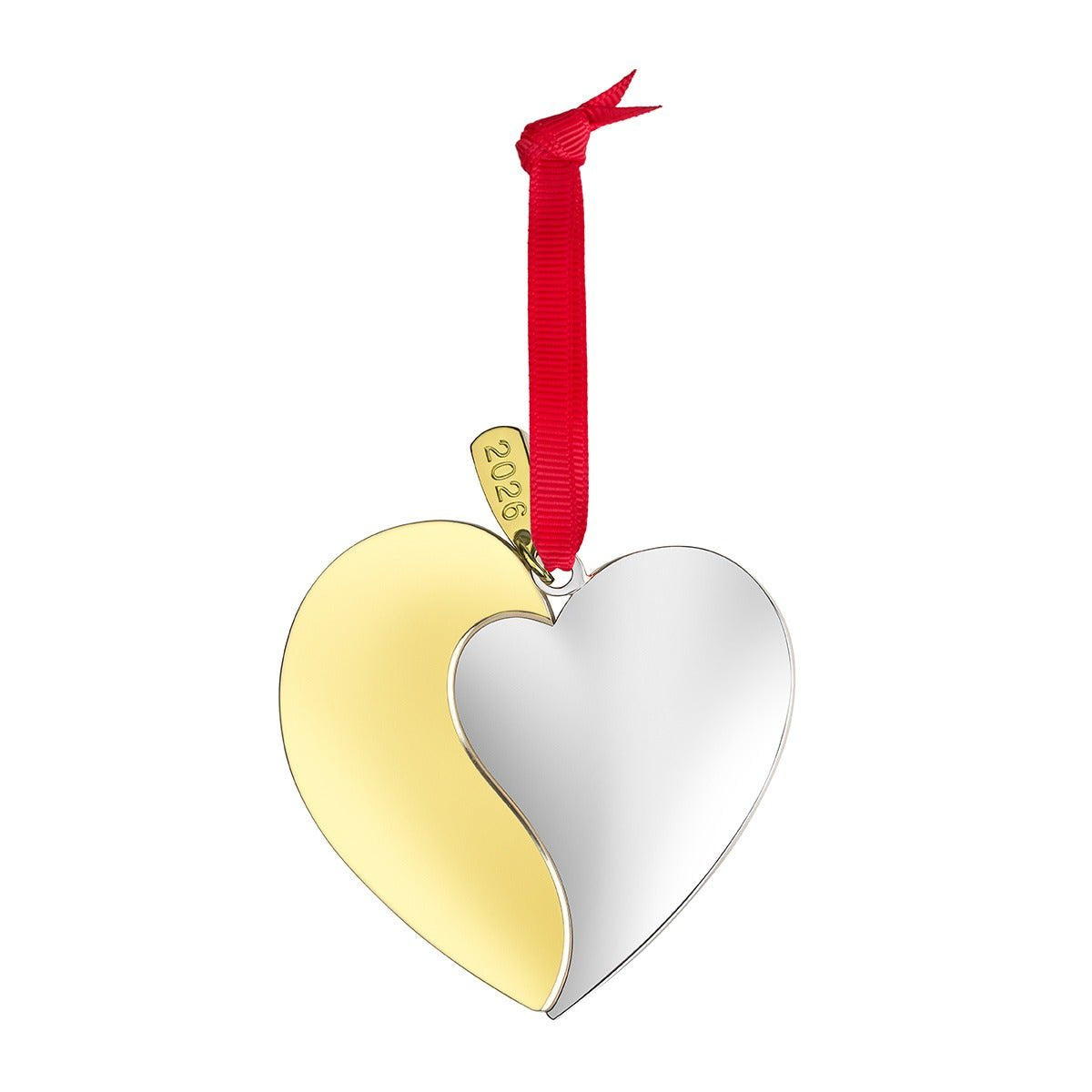 Nambé Our First Christmas Together Ornament in gold and silver plate