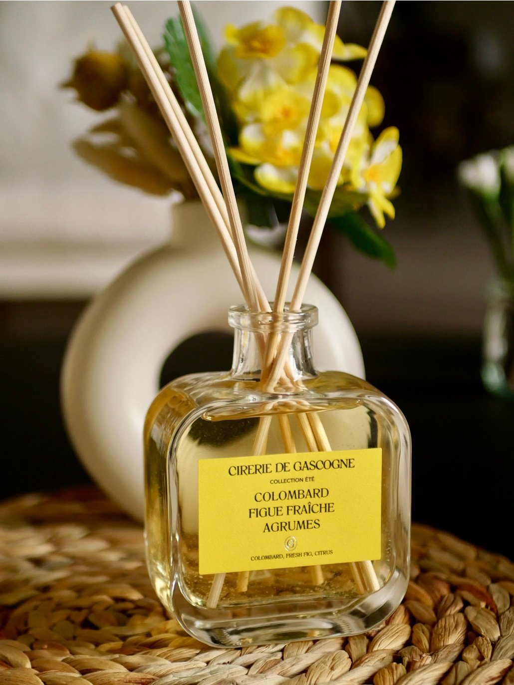 Cirerie de Gascogne Reed Diffuser, Colombard, Fresh Fig, Citrus Scents - Long Lasting Home Fragrance 200ml
