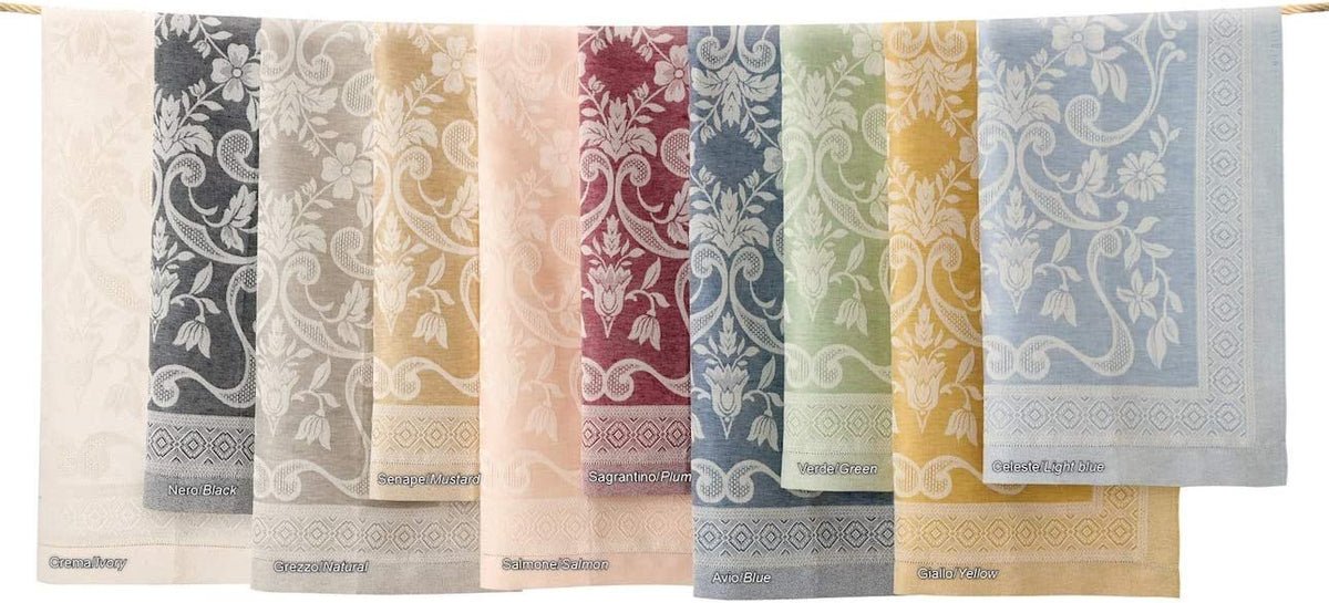 Tessitura Pardi Damasco Sky Blue Linen Blend Italian Towel