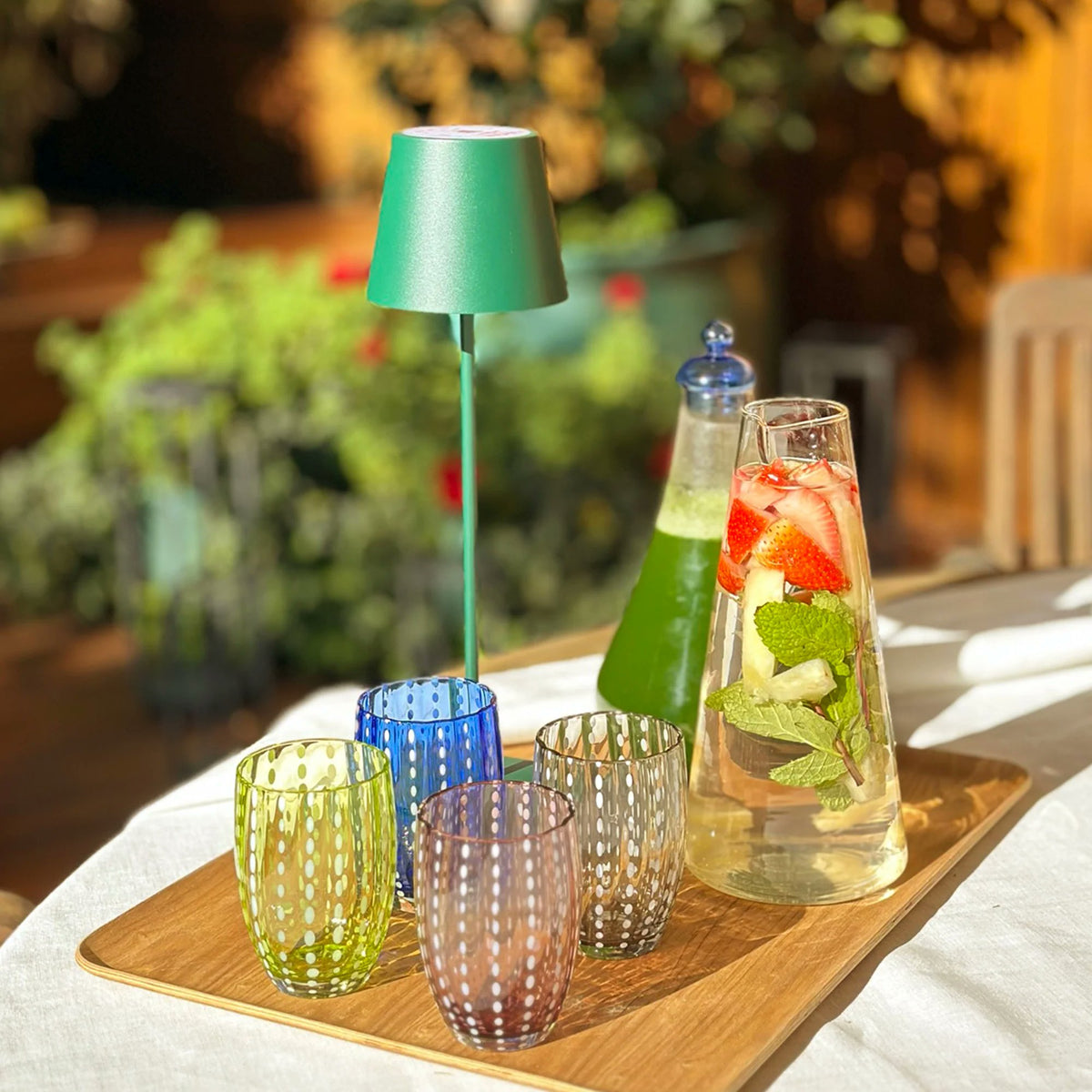 Zafferano Perle Tumblers Mouth-Blown Glass | Multi-Color | Set of 6 (10.8oz)