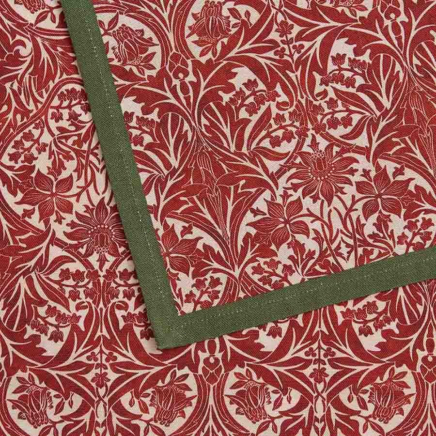 Spode Morris & Co. Bluebell Table Runner | 100% Cotton | Red | 14 x 98 Inch