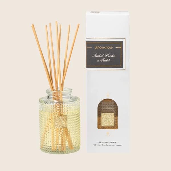 Smoked Vanilla and Santal Aromatique Reed Diffuser Gift Set Glass Vessel