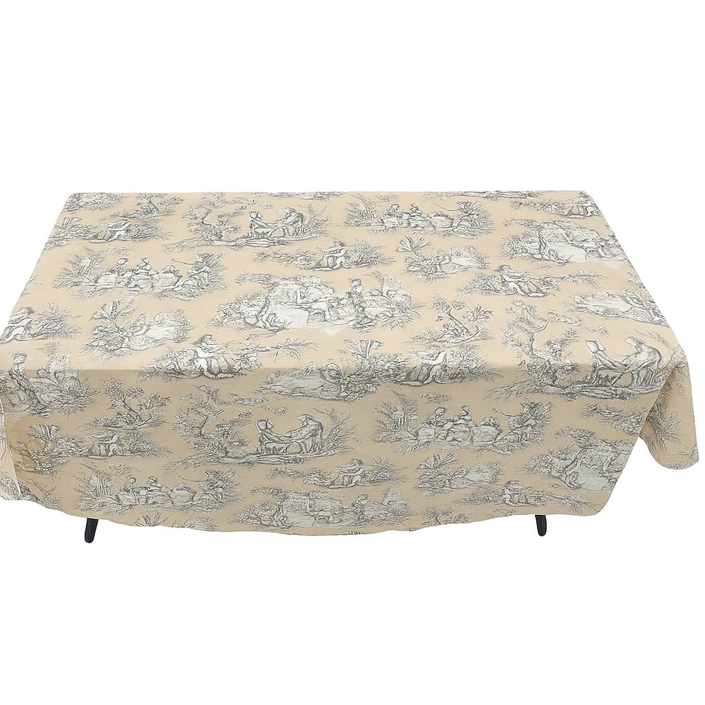 Tabluxe Linens Versailles Coated French Round Tablecloth - Thumbnail 3