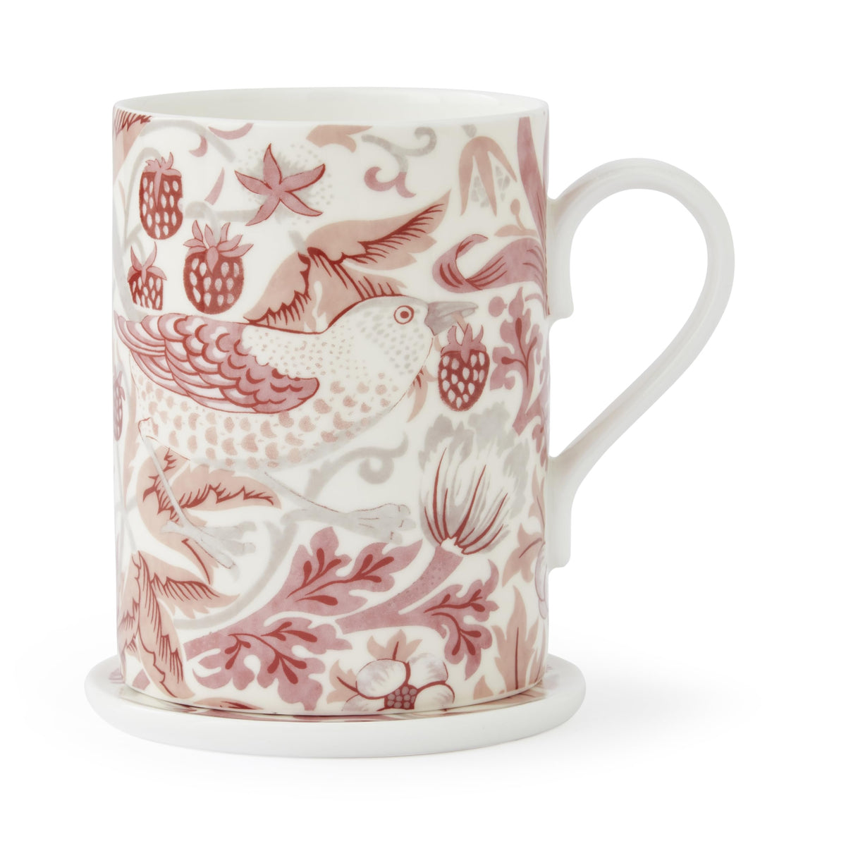 Spode Morris & Co 0.34 Litre Mug & Coaster Set - Strawberry Thief, Madder