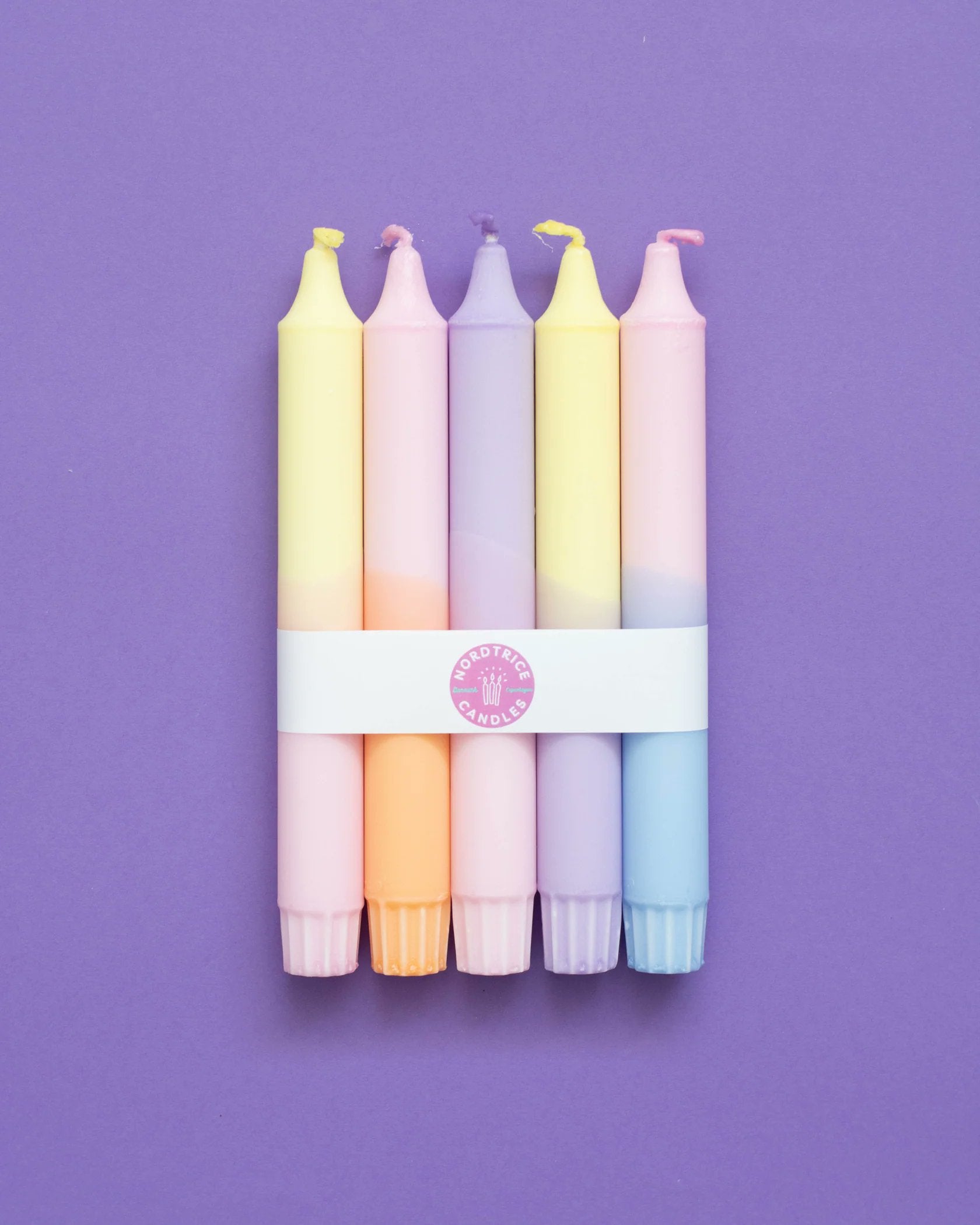 Nordtrice Pastel Taper Candles Set – Handmade Danish 5-Pack