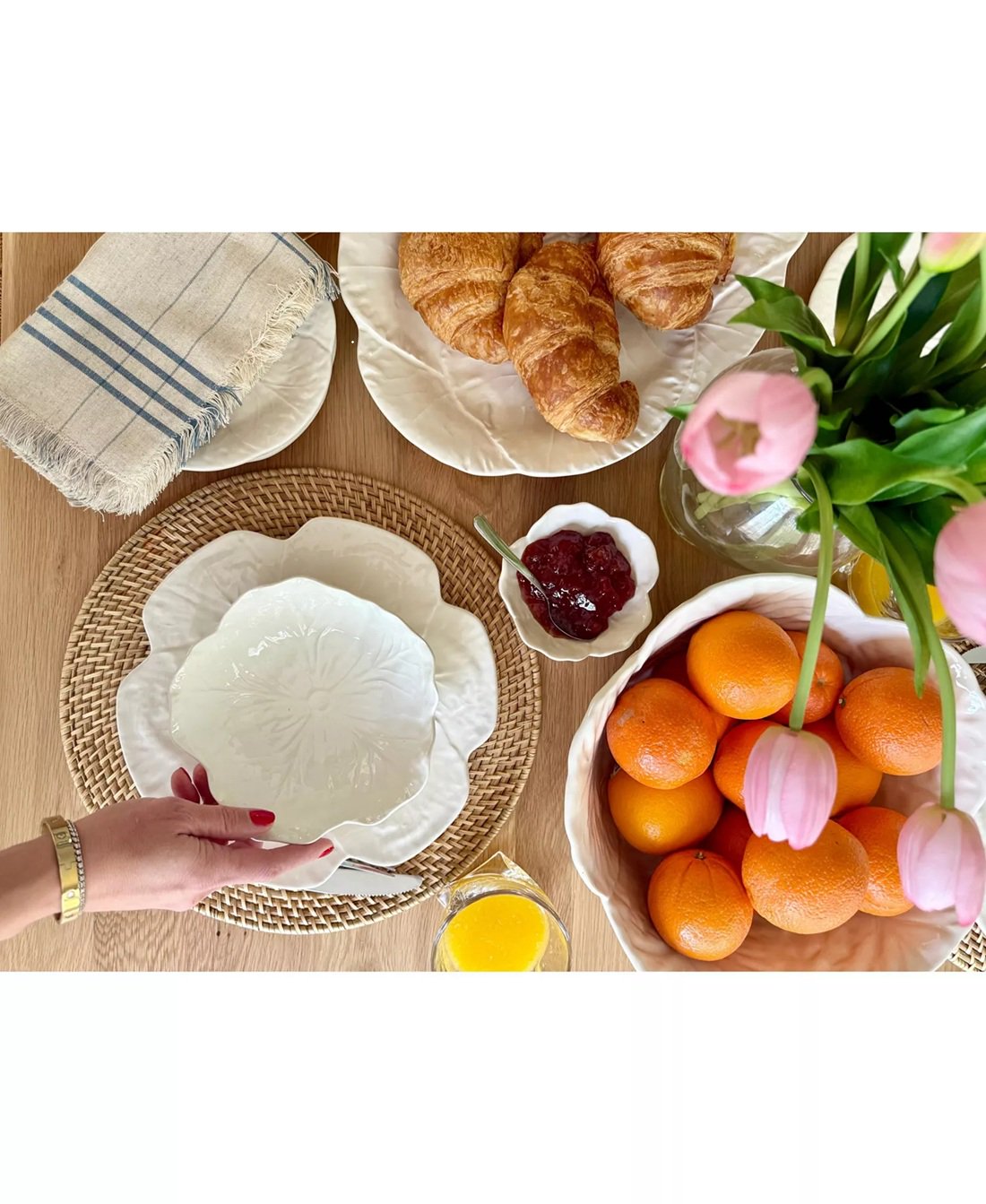 Bordallo Pinheiro Cabbage 10.43" Dinner Plate Set of 4 (White)