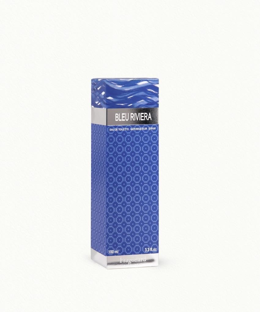 Fragonard Bleu Riviera 100ml Eau de Toilette flat lay bergamot lavender patchouli vetiver