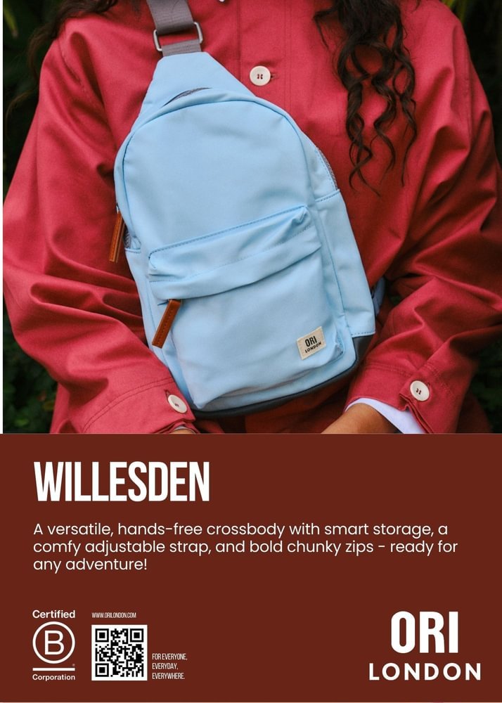 Interior view of avocado green sling bag with organizational panel and lining