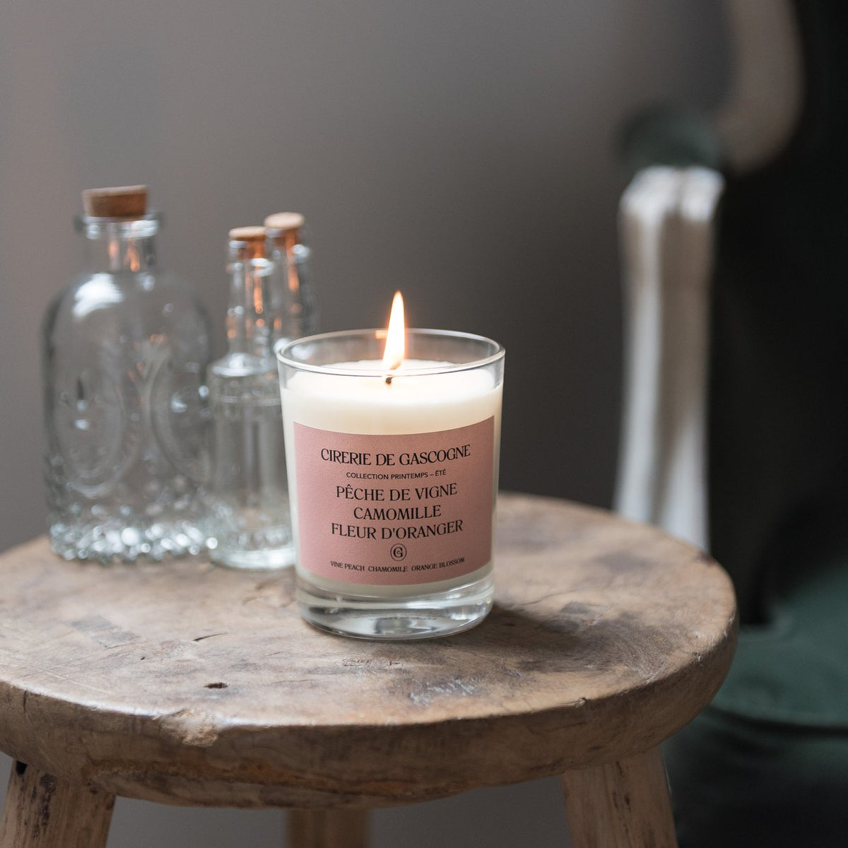 Scented Soy Candle | Vine-Peach, Chamomille, Orange-Blossom Blend Fragrance (Peche de Vigne, Camomille, Fleur D'Oranger)