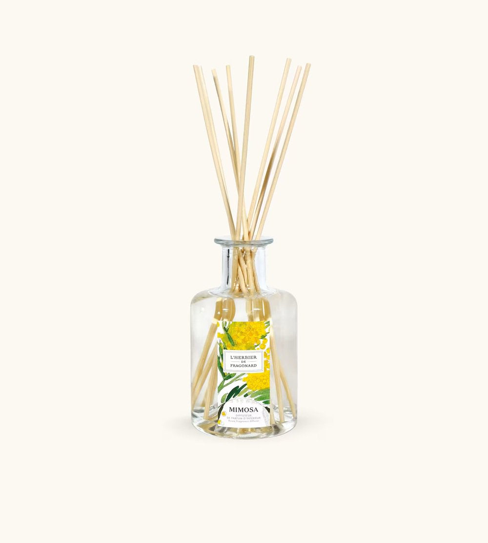 Fragonard Mimosa Diffuser bottle with rattan reeds