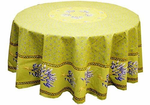Le Cluny Lavender Green Coated Provencal Tablecloth | Easy-Care Cotton | Multi-Size