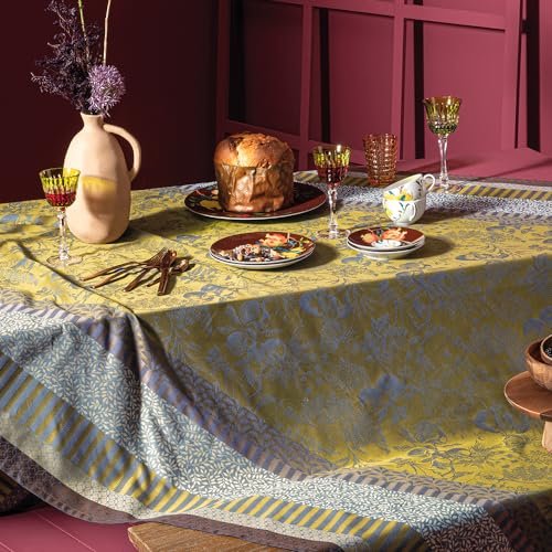 Garnier Thiebaut 59"x87" Rectangle Mille Vergers Mordore French Tablecloth, Coated Cotton