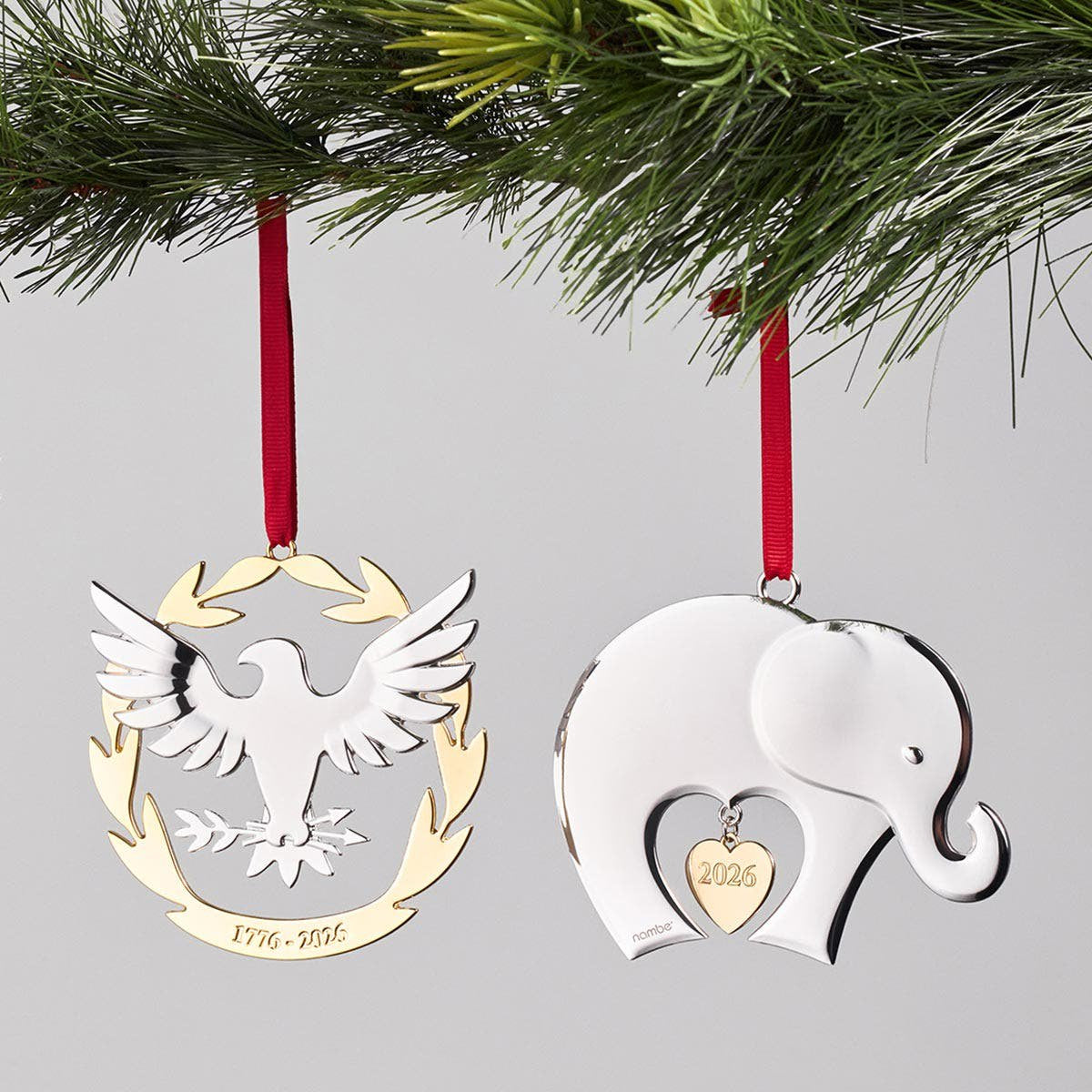 Nambé Baby's First Christmas Ornament | Silver & Gold Plate | Elephant | 4"H