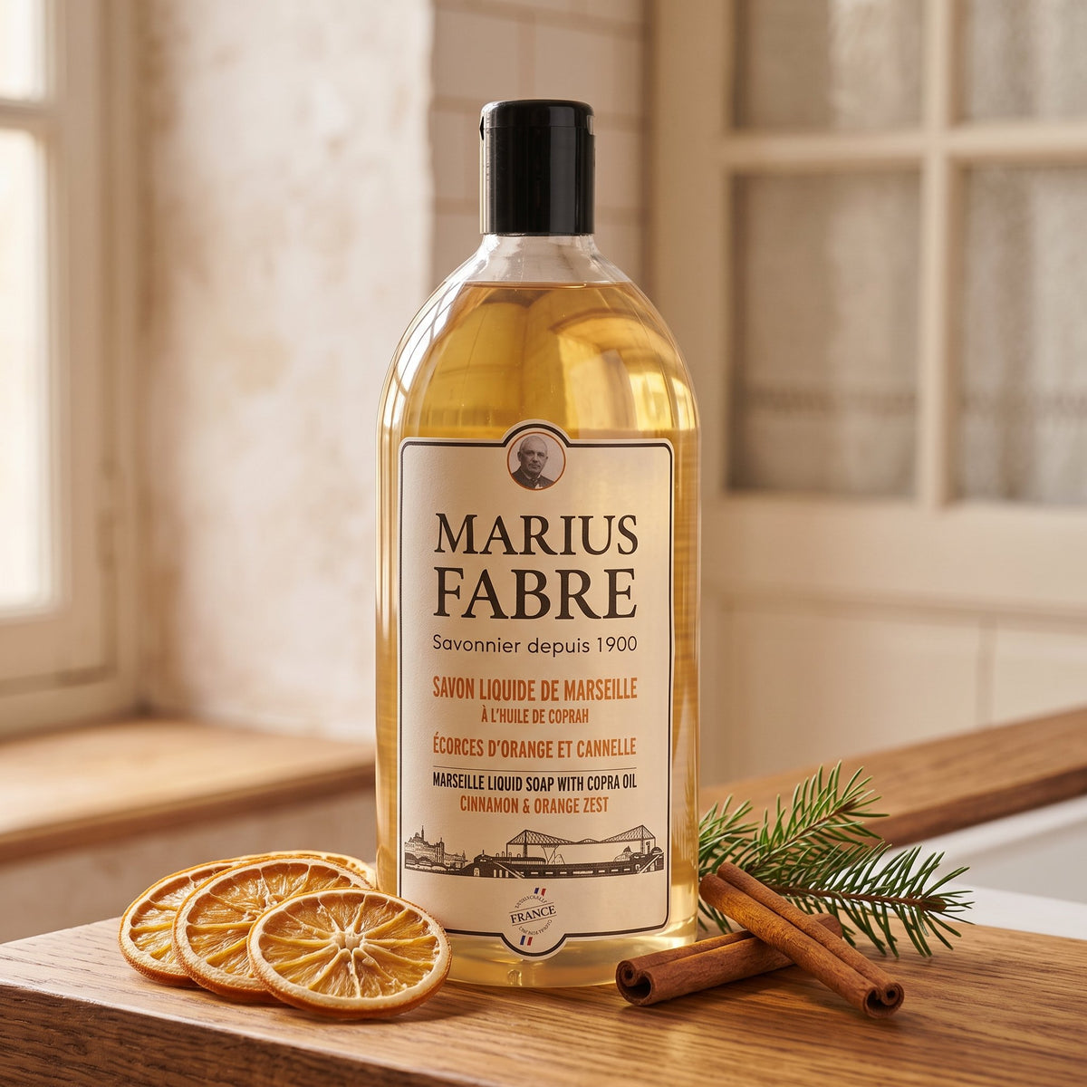 Marius Fabre Orange Zest Cinnamon Liquid Soap, 1L refill