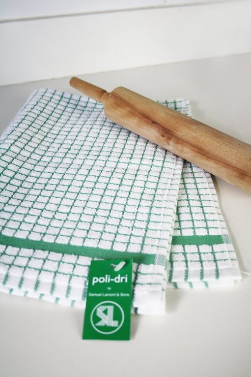Poli-Dri Cotton Tea Towel Kitchen Linens Green 6-Pack White/Green by Samuel Lamont