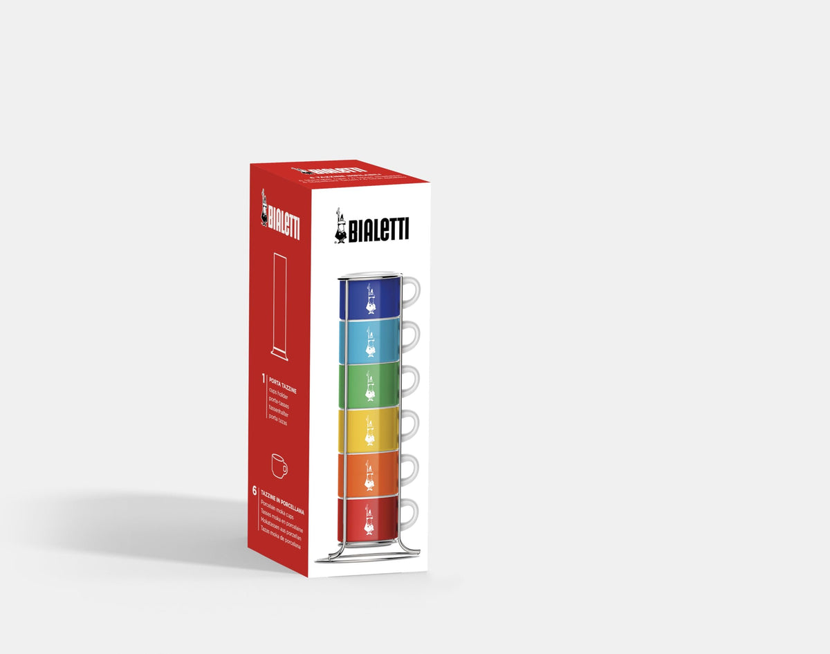 Bialetti Stackable Espresso Cups – Set Multicolor Porcelain Coffee Cups