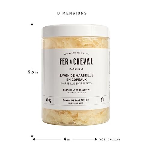 Fer a Cheval Marseille Soap Flakes, Vegetable Savon De Marseille Soap Flakes for Soap Making, Savon Soap from France, 400 g/14.11 oz, 2 Pack