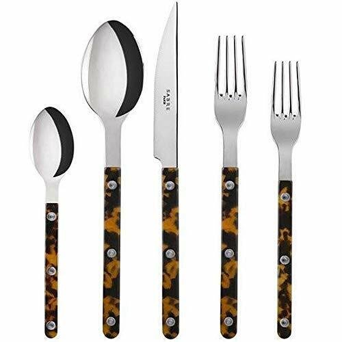 Sabre Paris Bistrot Shiny Tortoise Flatware Set, Stainless Steel 5 Piece Place Setting (Service for One)