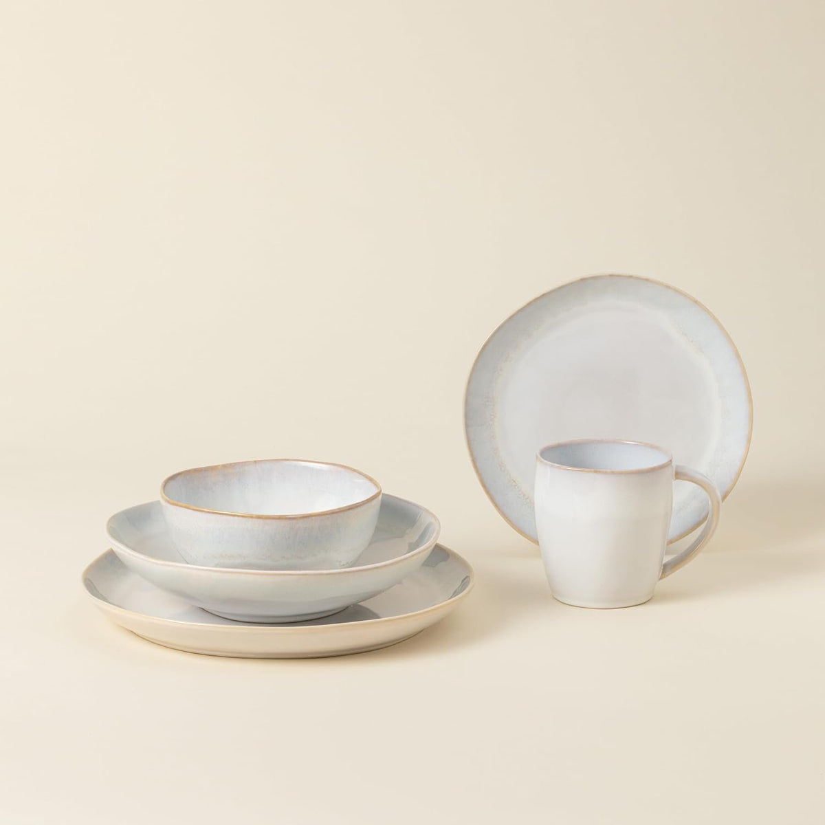 Costa Nova Ceramic Stoneware 5-Piece Place Setting Service for 1 - Brisa Collection, Sal | Microwave & Dishwasher Safe Dinnerware Set | Food Safe Glazing | Restaurant Quality Tableware