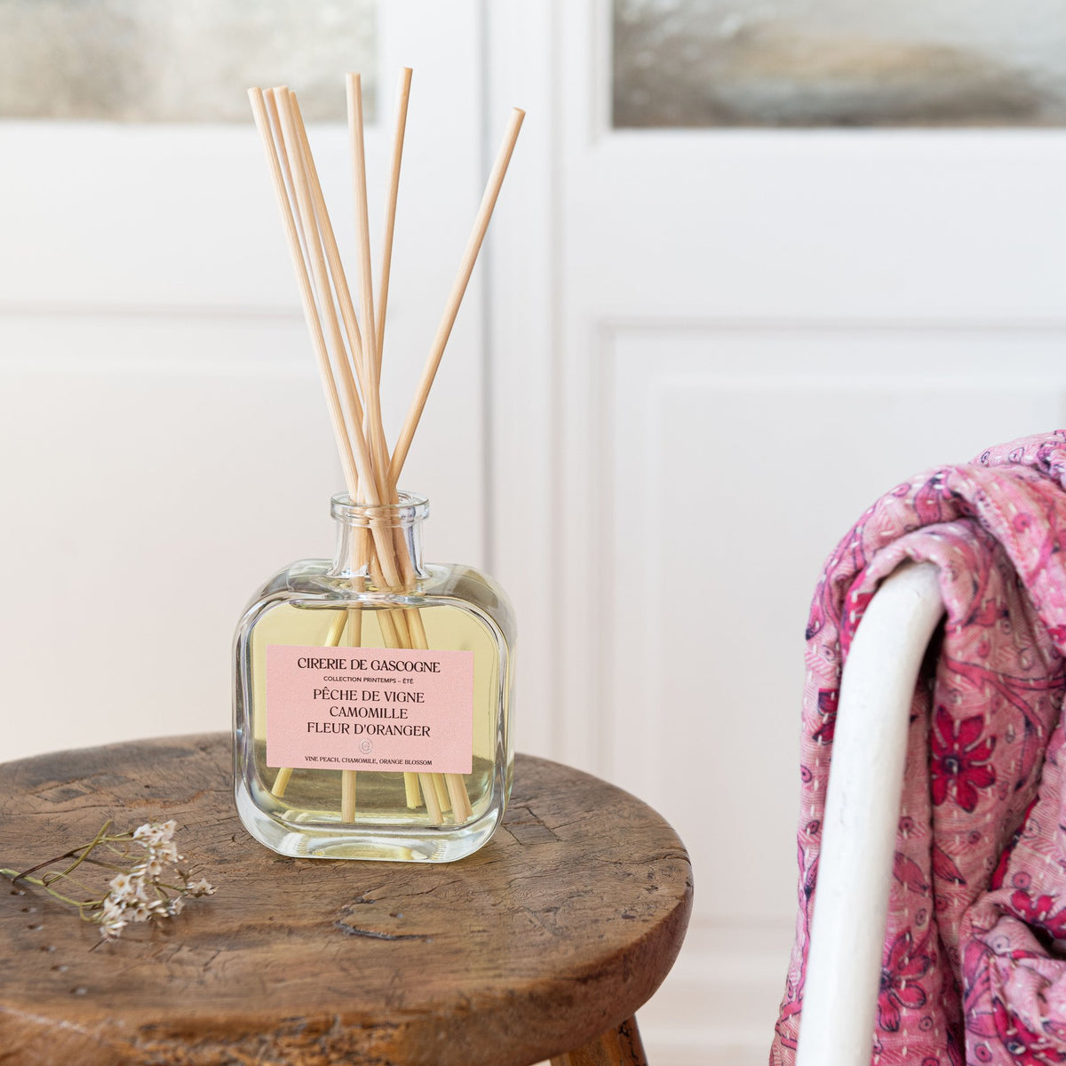 Cirerie de Gascogne - Vine Peach, Chamomille, Orange Blossom - Reed Diffuser Long Lasting Fragrance 26.4 FlOz