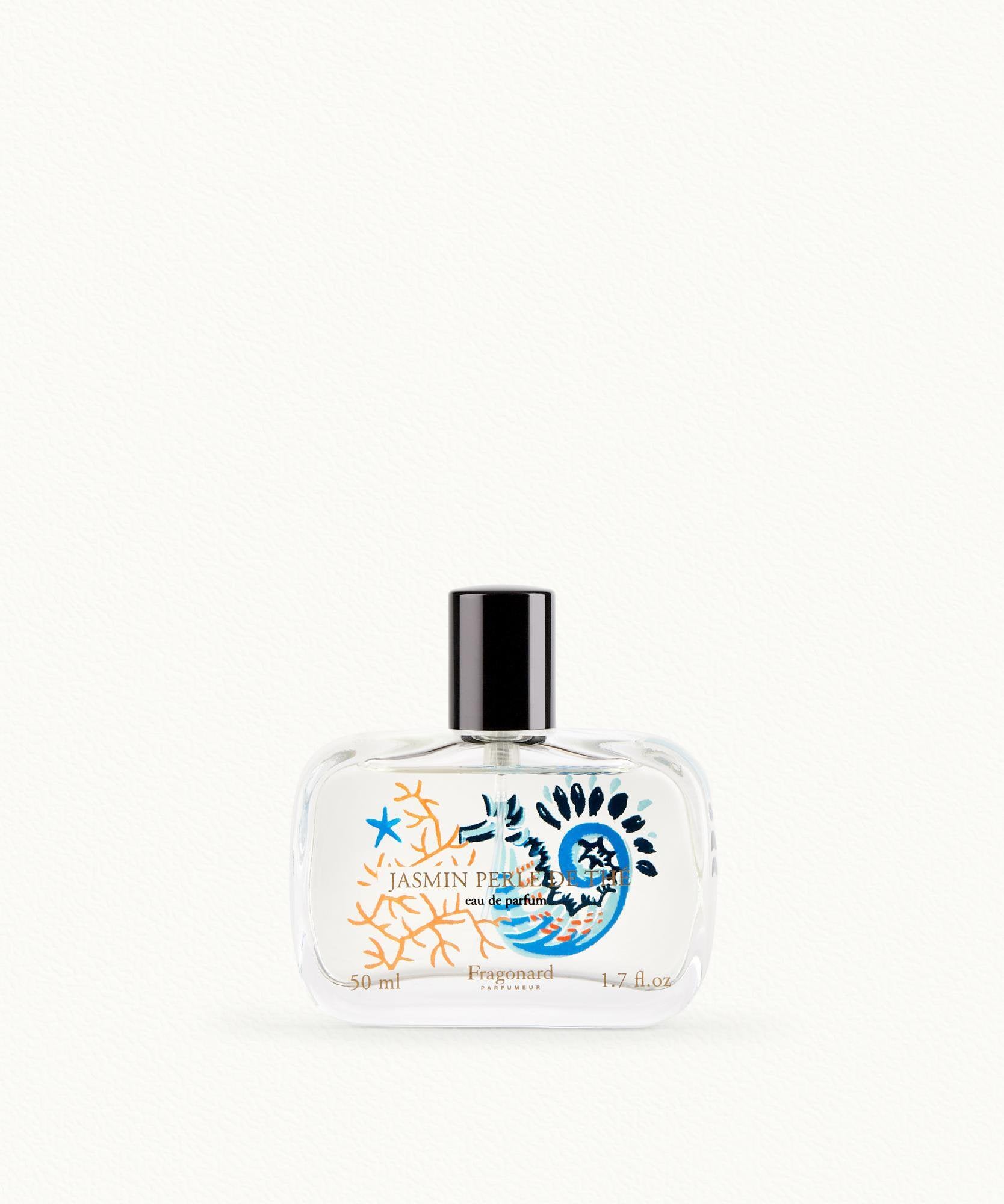 Fragonard Jasmin Perle de The 50ml Eau de Parfum flat lay jasmine green tea cedar
