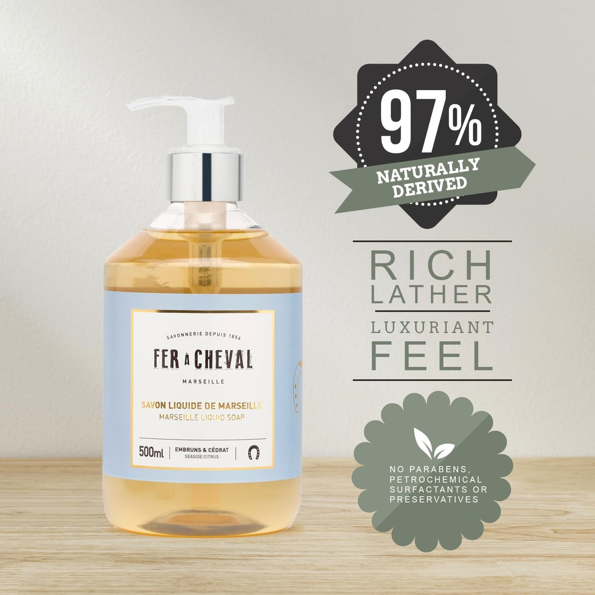 Fer a Cheval Marseille Liquid Soap Natural Vegetable Oil based | 500ml