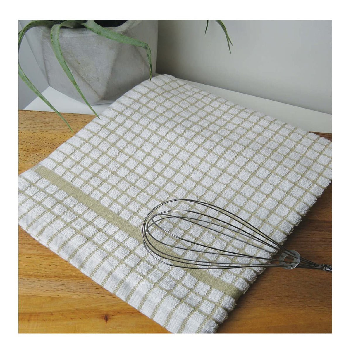 Poli-Dri Cotton Tea Towel Kitchen Linens 6-Pack White/Beige by Samuel Lamont