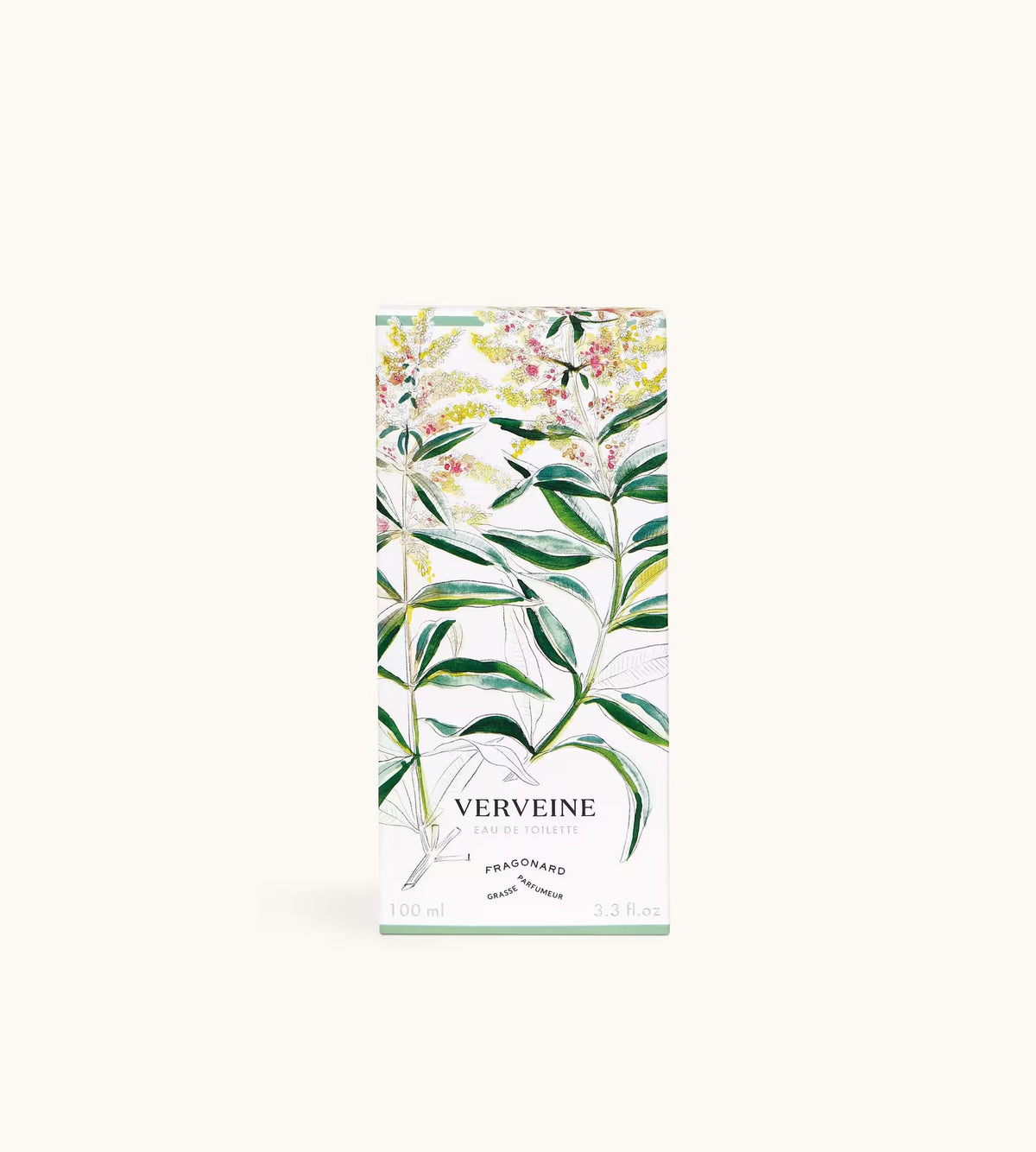 Fragonard Verveine 100ml Eau de Toilette flat lay verbena jasmine cedar amber