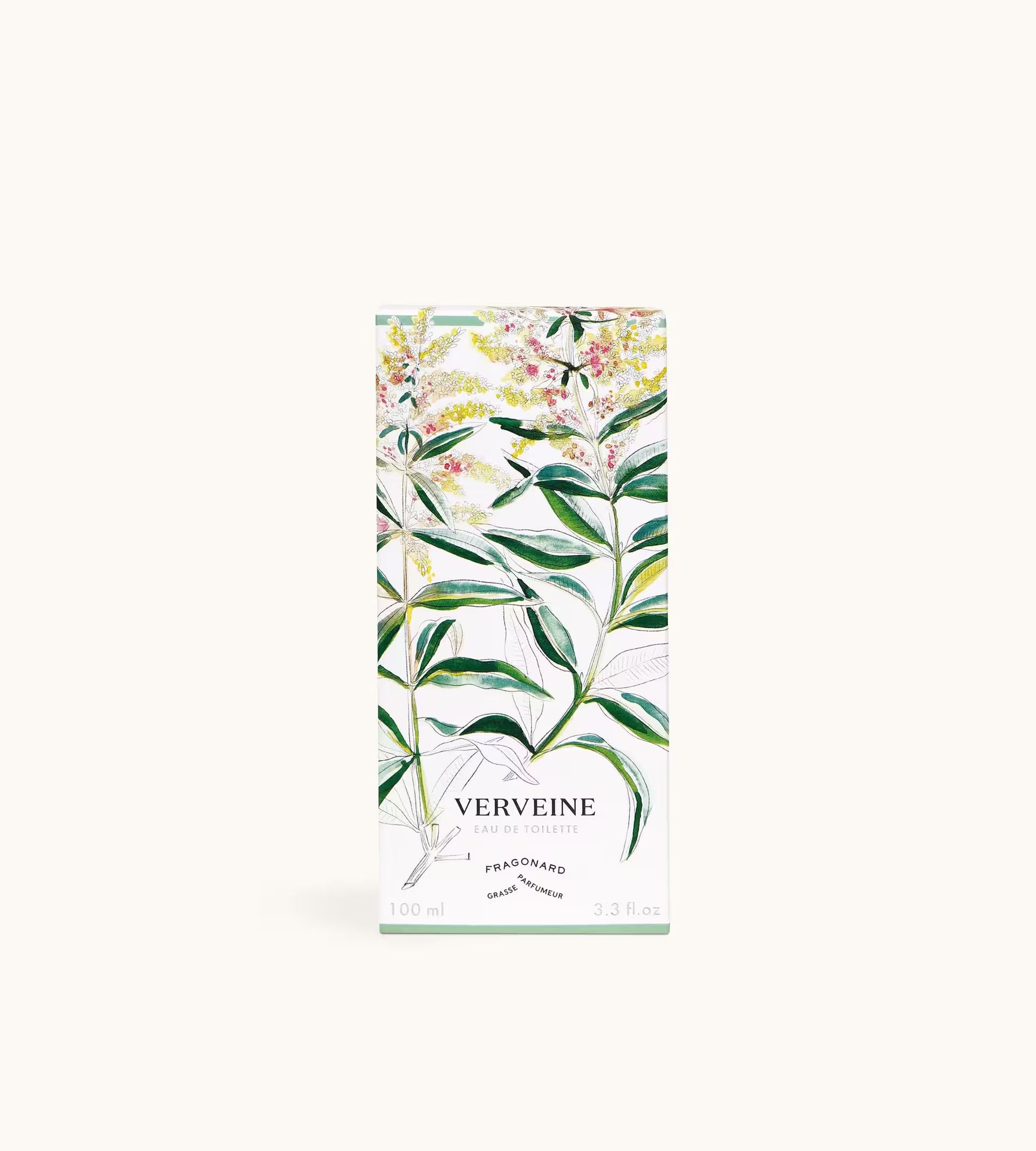 Fragonard Verveine 100ml Eau de Toilette flat lay verbena jasmine cedar amber
