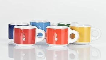 Bialetti Stackable Espresso Cups – Set Multicolor Porcelain Coffee Cups